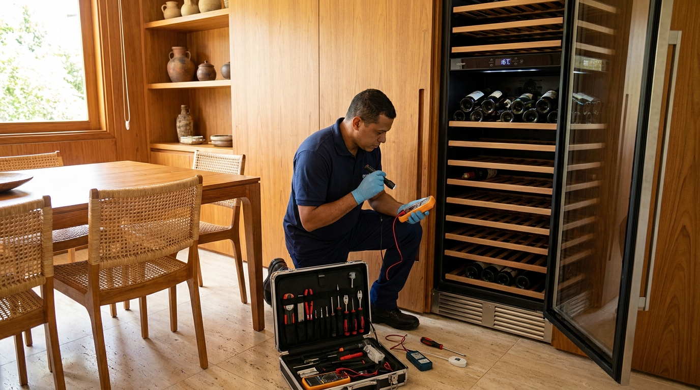Substituição do termostato de uma adega climatizada em Arruda, Recife‑PE