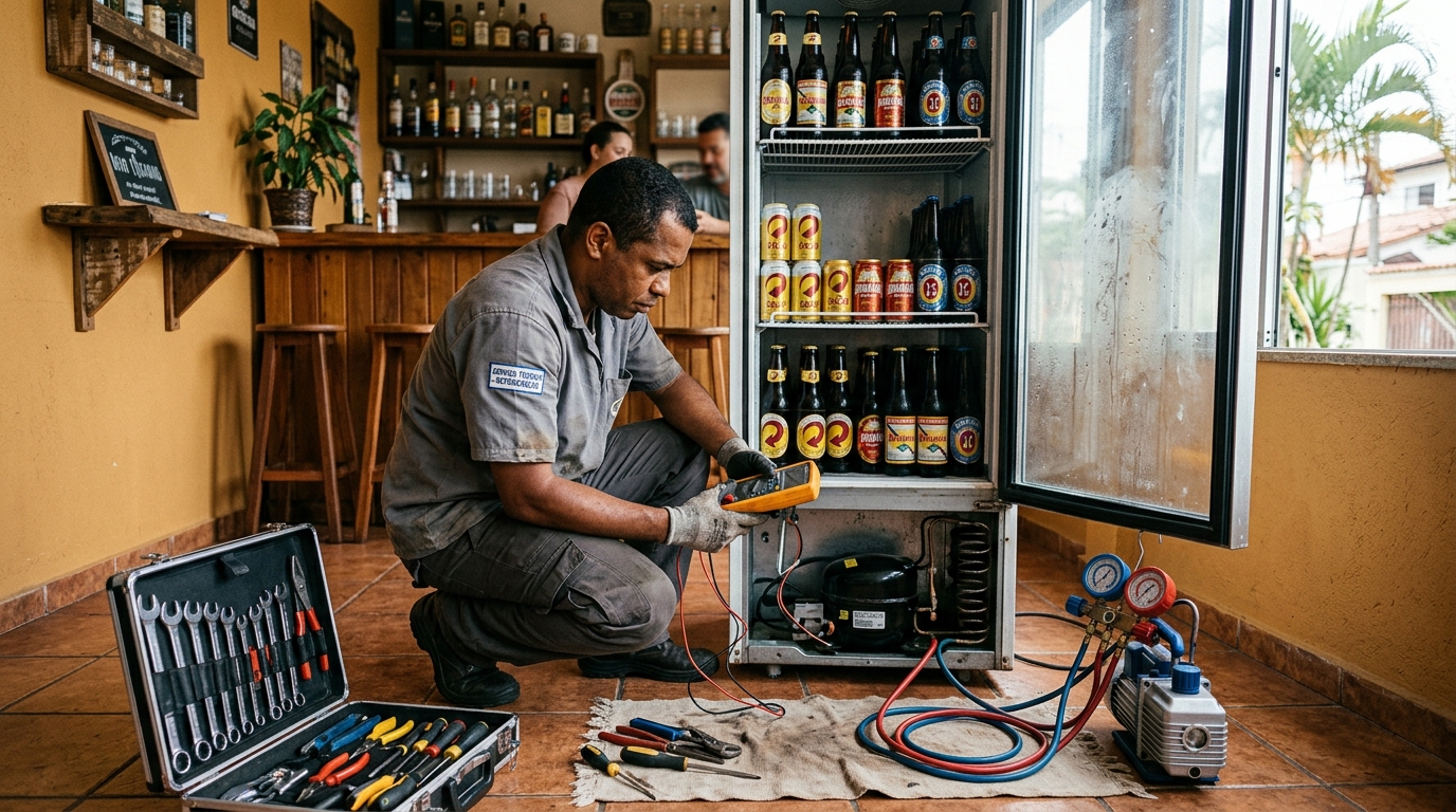 Substituição do termostato de uma cervejeira em Iputinga, Recife‑PE